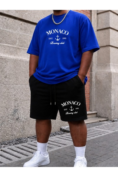 ZAVIXO Men's Large Size Oversize Shorts Set 100% Cotton 2-Piece Set Minimal P...