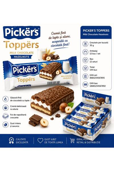 OEM WAFER PICKERS CIOCOLATA LAPTE CU GLAZURA 30 GR (12X12=144BUC)