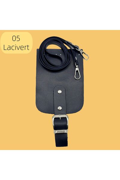 Oxford İplik Phone Bag Set Leather Material 05 - Navy Blue