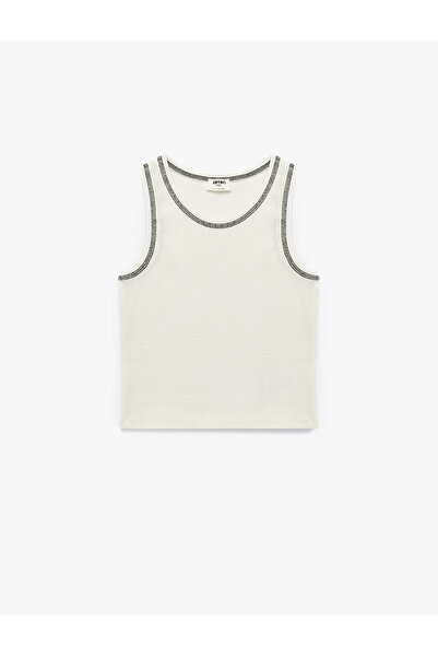 Koton Crew Neck Sleeveless Ribbed Undershirt with Stitching Detail
