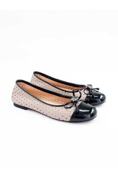 Tenau Women's Genuine Leather Ballerinas Beige