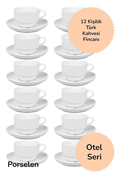 ALBETTO 12 Kişilik Otel Seri Porselen Türk Kahvesi Fincanı