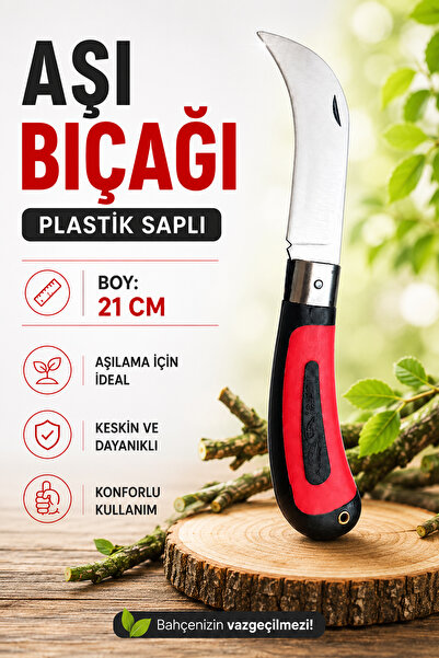 NZB Aşı Bıçağı Plastik Saplı 21 cm Bahçe Budama Aşılama Çakı Fidan Meyve Ağac...