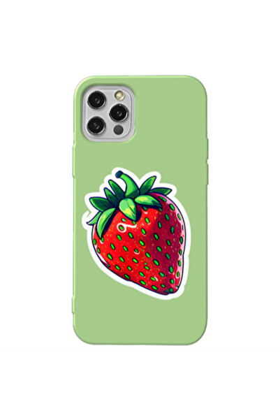 Other Apple iPhone 12 Pro Max strawberry Light Green Colored Silicone TPU Θήκη