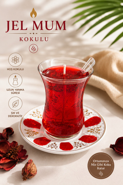CHANCE GİFT ÇAY BARDAĞI ŞEKLİNDE JEL MUM KOKULU DEKORATİF SIRADIŞI MUM (1 ADET)