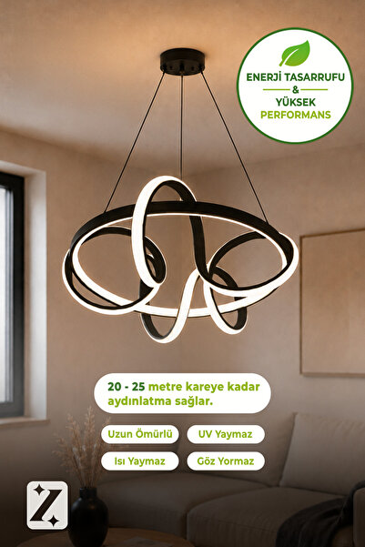 Zeda Teknoloji Büyük Kuzey Topsuz LED Avize - Modern 3 Renk Yanan Led Avize