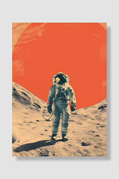 Luna Marissa Poster astronauta Retro kolaž Narandžasto Sunce Mesec Površina Z...