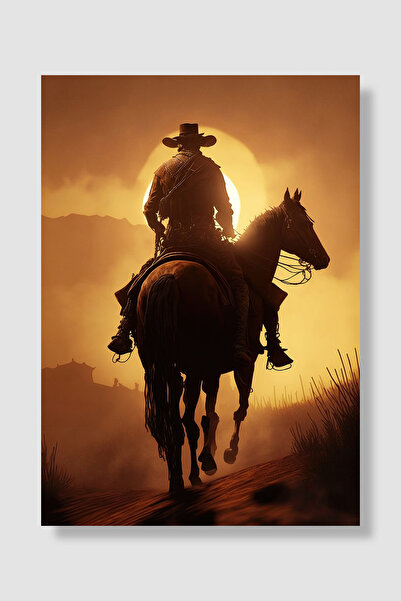 Luna Marissa Poster igre Red Dead Redemption 2 Kauboj na konju u zalasku sunc...