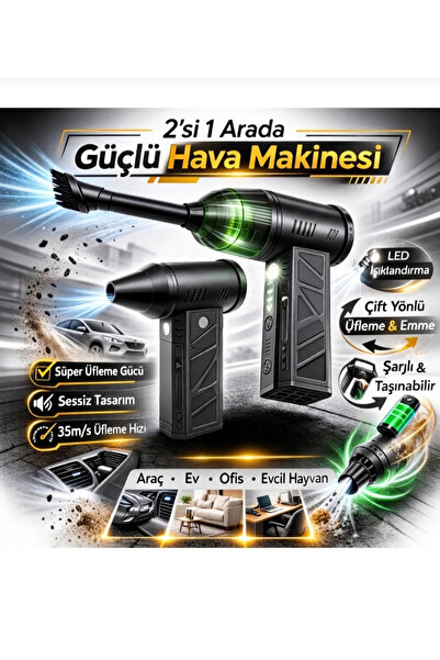 efmues Şarjlı turbo hava üfleyici ve araç içi süpürge 110.000 RPM güçlü motor...