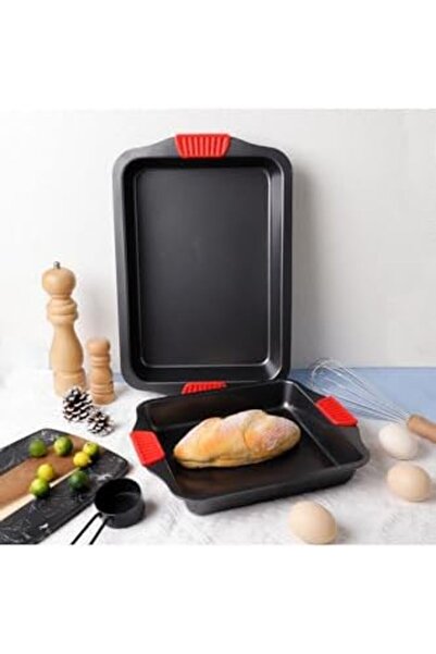 Yıldızan Albemo Carbon Black Steel Baking Tray, Non-Stick Surface, 24X40X7 Cm...