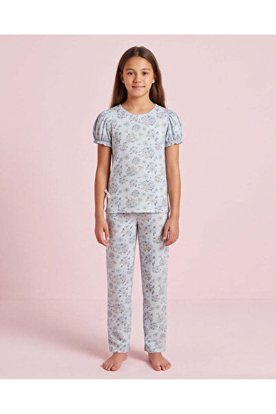 REDTAG Senior Girl Blue Floral Pyjama Set