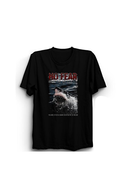 ZOKAWEAR No Fear, Shark, Shark Print, 100% Cotton T-Shirt