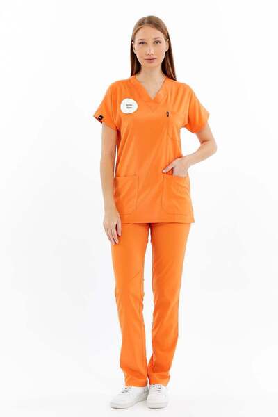 Çatı Medikal Spaniard - Clinic Support Staff Uniform Lycra Scrubs (Women) (Co...