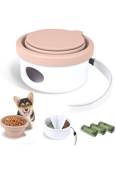 Arabest 3-in-1 Collapsible Travel Dog Bowl with Lid,Portable Silicone Pet Foo...