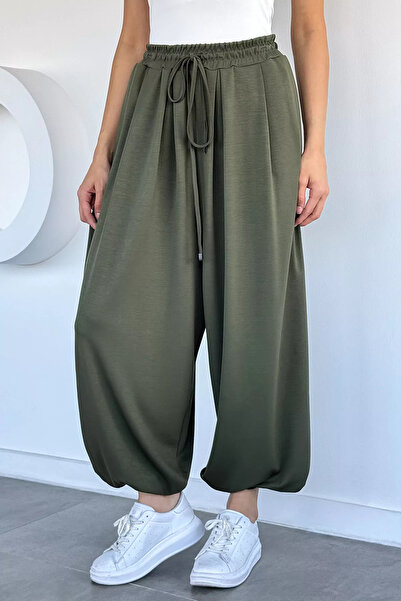 Aryena Khaki Women's Elastic Waist Shalwar Model Trousers