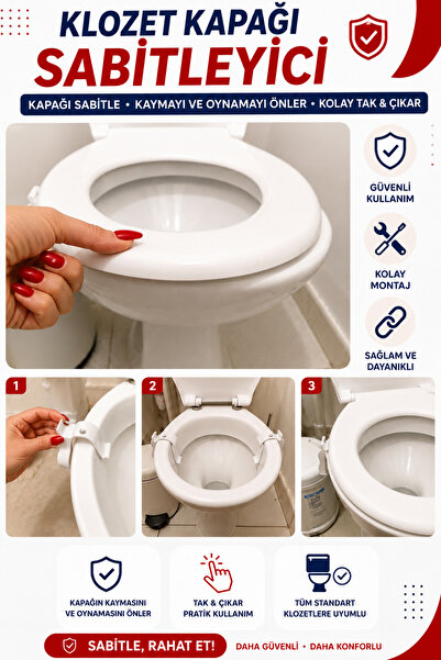Home Klozet Kapağı Sabitleyici 2’li Set – Klozet Kapağı Kaymasını Önleyen Apa...