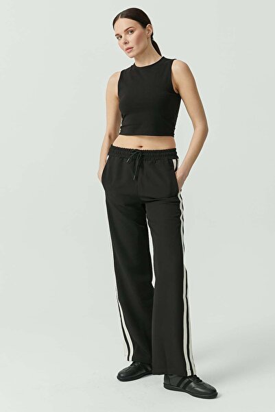 PAULMARK Women's Pants with Side Stripes and Waist Tie Detail