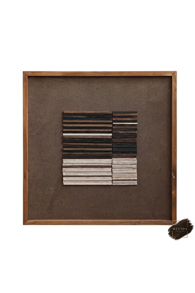 Store Sakin Tonlar Ahşap Dekor Tablosu 62x62 cm | Modern Duvar Dekoru