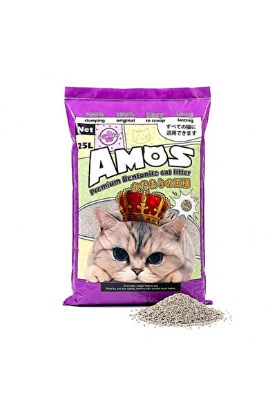 Amos Premium Bentonite Cat Litter Lavender Scented 25L (20kg) – 100% Clumping...