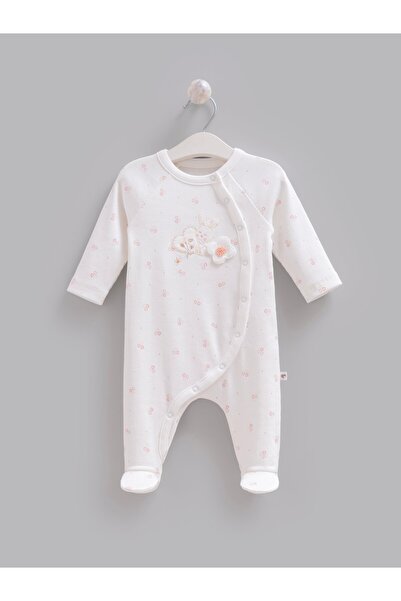 Caramell 100% Cotton Rose Girls' Jumpsuit Ecru