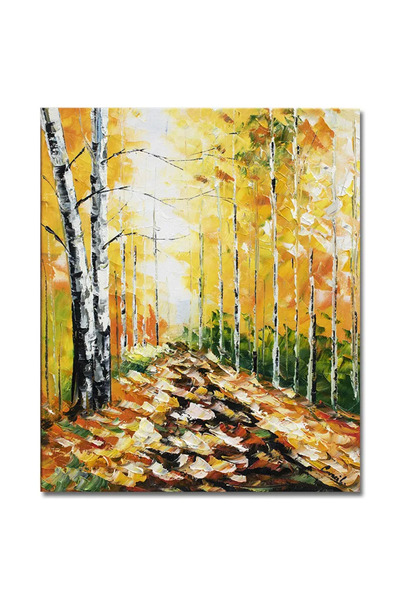 artnova Tablou pictat manual, Carare cu mesteceni, 60x50cm ulei pe panza, Leo...