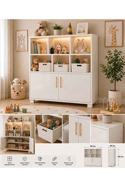 Genel Markalar ELA HOME KIDS Montessori Oyuncak ve Kitap Düzenleyici Dolap 8 ...