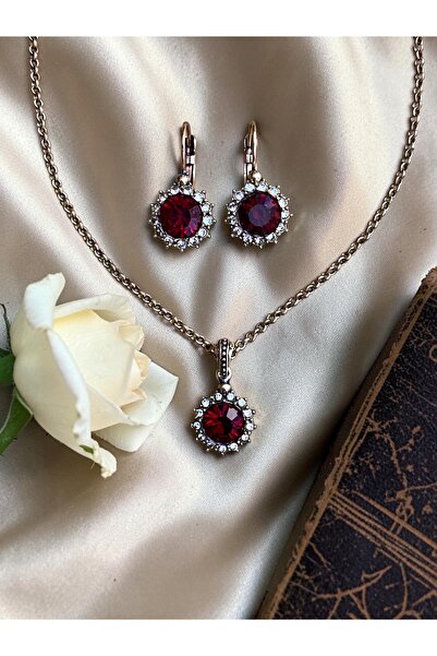 FAYRA ACCESSORIES Crystal Stone Sun Figure Necklace and Earring Set