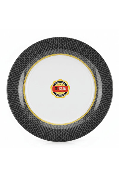 DELCASA Premium Black & White Melamine Dinner Plate 8.5 Inch