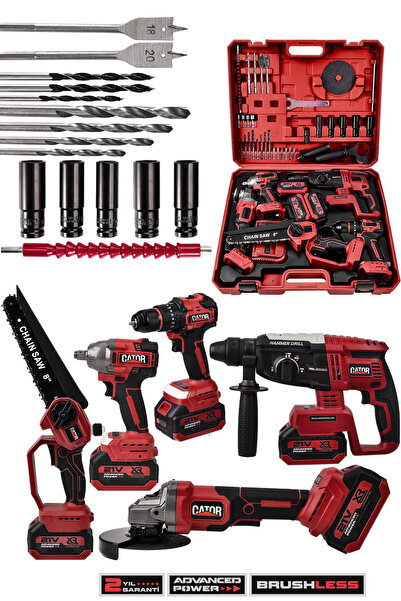 CATOR 21V Darbeli Şarjlı 5'li Set Kırıcı Delici Hilti - Somun Sıkma Sökme - T...