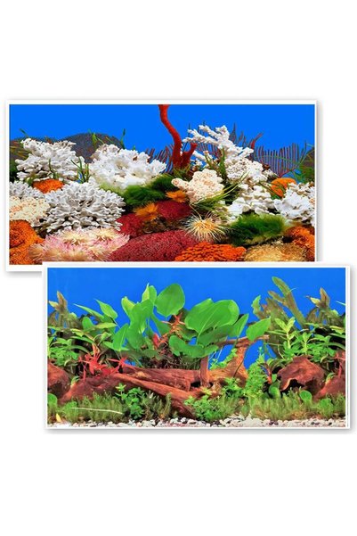 Ocean Free Fundal acvariu 3D cu corali/plante, 30×100cm