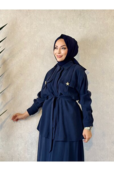 ALANURMODA 4498 طقم توليدو باللون الأزرق الداكن