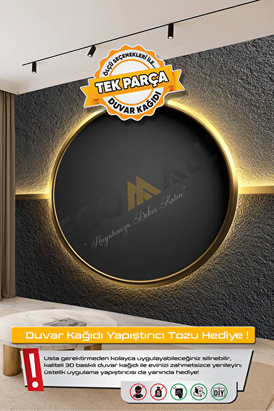 DECOMALL (TV-74) TV Arkası Duvar Kağıdı Tek Parça 3D Çita Mermer Görünümlü Sa...