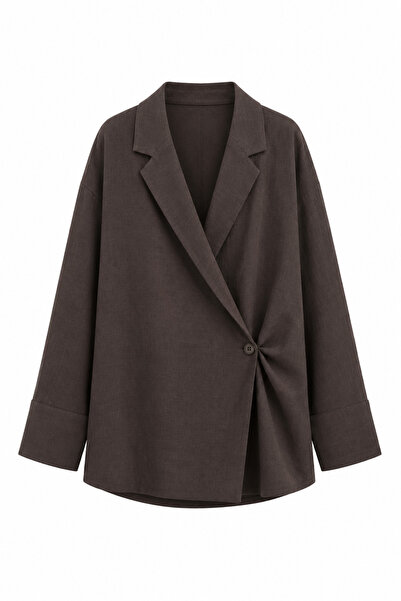 HAZELANNA Lyocell Blended Brown Jacket