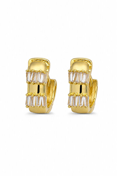 Jack Ferrero Yellow Color Zircon Stone Stylish Hoop Earrings Women's Bijouter...