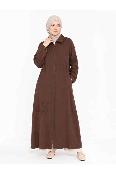 Butik Ayseba Women's Muslin Fabric Zippered Cap Ferace
