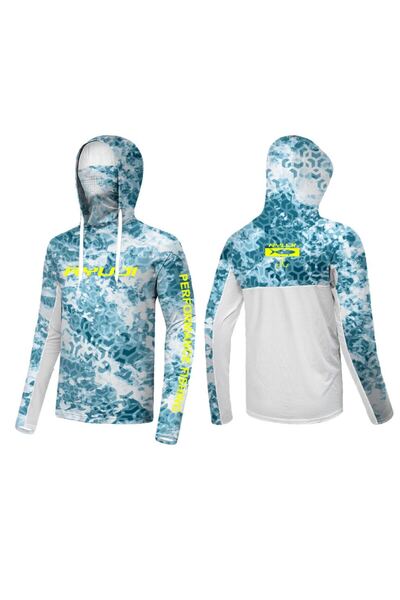 RYUJI UV HOODIE SHIRT+NECK, ICE BLUE