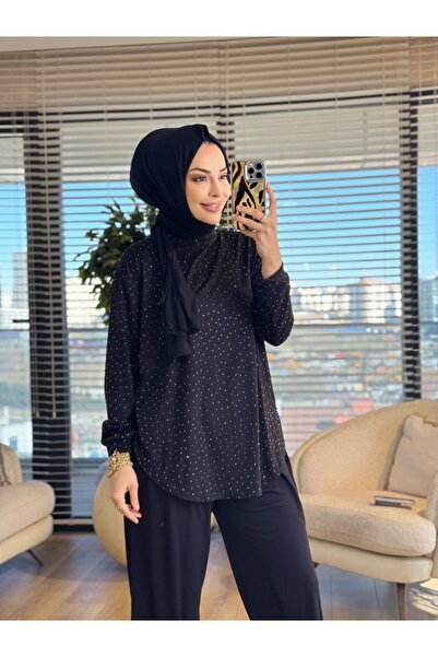 Ketche 52839 طقم بنطلون شالوار بطبعة حجرية باللون الأسود