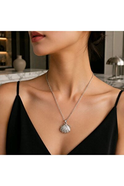 Monalisa Home Silver Color Luxurious Openwork Necklace with a Stylized Figure