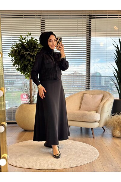 Taşpınar 26136 بلوزة إسرا فيل جيرسي طقم من قطعتين باللون الأسود