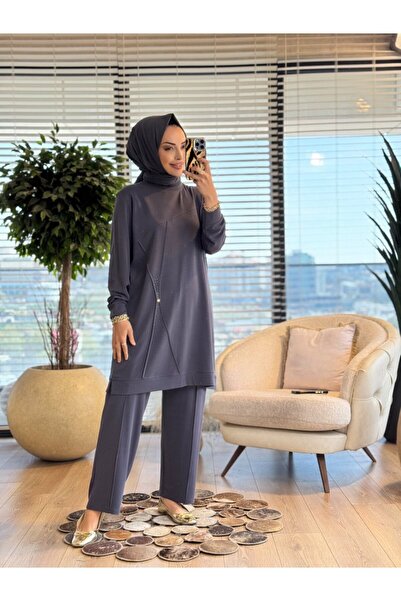 Taşpınar 9894 Front Stitched and Stone Detailed Suit Anthracite