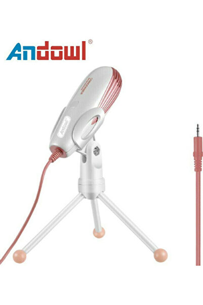 Andowl SF-500 Πυκνωτικό Μικρόφωνο Επιτραπέζιο 3.5mm για Φωνητικά σε Χρώμα Ροζ...