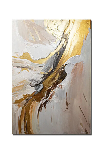 artnova Tablou abstract cu auriu pictat manual, Filon 2, 70x50cm ulei pe panz...