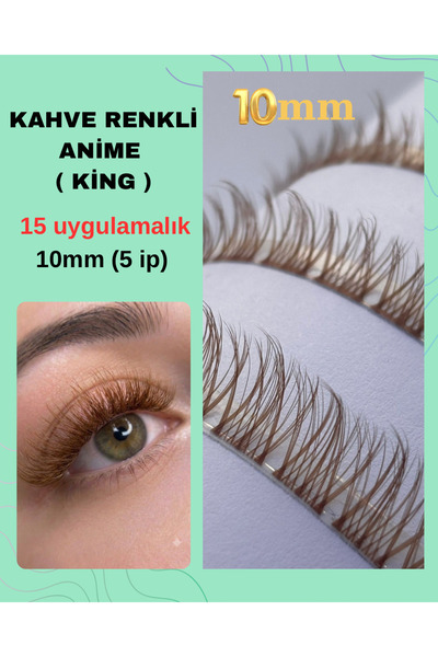 Genel Markalar Anime Kirpik King Model Kahve Rengi 10mm/5ip Doğal Hacimli İpl...