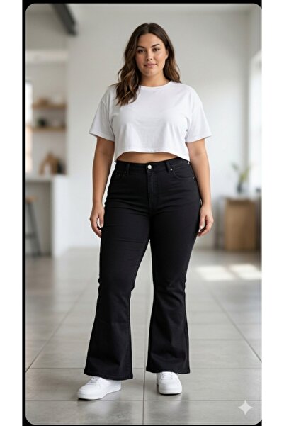 FDN Plus Size Lycra High Waist Spanish Flare Pants
