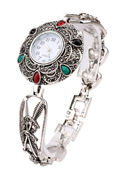 VeeShop Ceas de mana cu inimioare si sageti, cristale si hematite, vintage glam