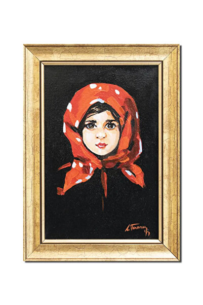 artnova Ръчно рисувана рамкирана картина на знаменитост, Малко момиченце с че...