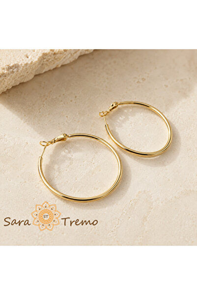 SaraTremo Livia Earrings – classic round earrings with triple 14K gold platin...