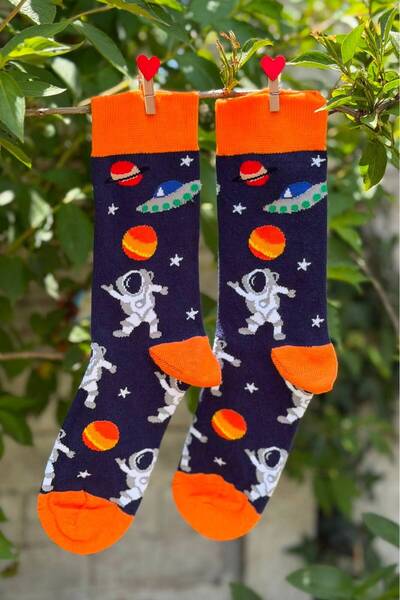 LouSocks جوارب برتقالية اللون للجنسين من نوع مارس أسترونوت سبيس كروزر