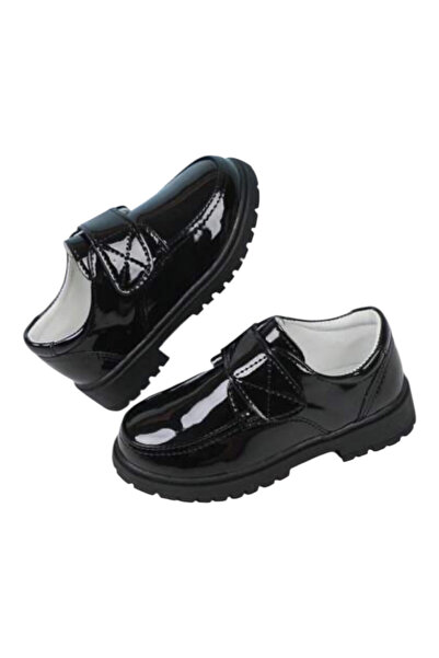 OEM Pantofi copii negri, lacuiti, cu scai, 25EU