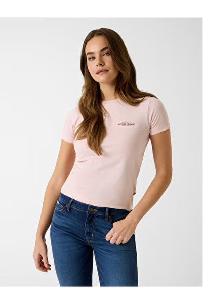 Guess Jeans Γυναικείο λευκό μπλουζάκι Slim Mini American Tradition